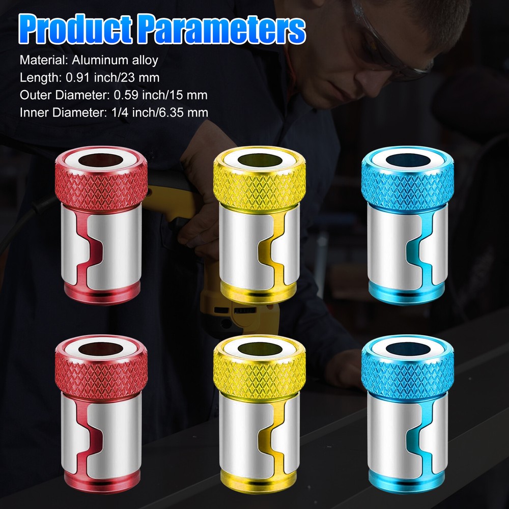 6 x Screwdriver Head Magnetic Ring Pivoting Bit Tip Screw Holder Magnetizer