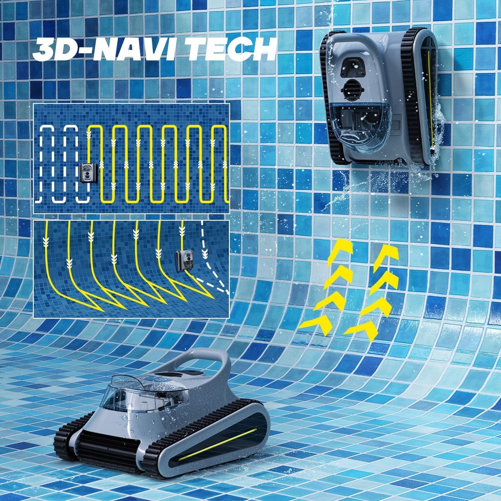 Automatic Robotic Pool Cleaner for In-Ground Pools Wall Climbing Scrubber Brush