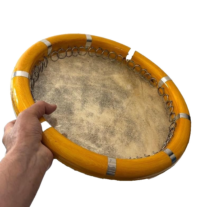 AUTHENTIC HAND MADE CENTRAL ASIAN DOIRA - FRAME DRUM WITH JINGLES - 15" DIAMETER
