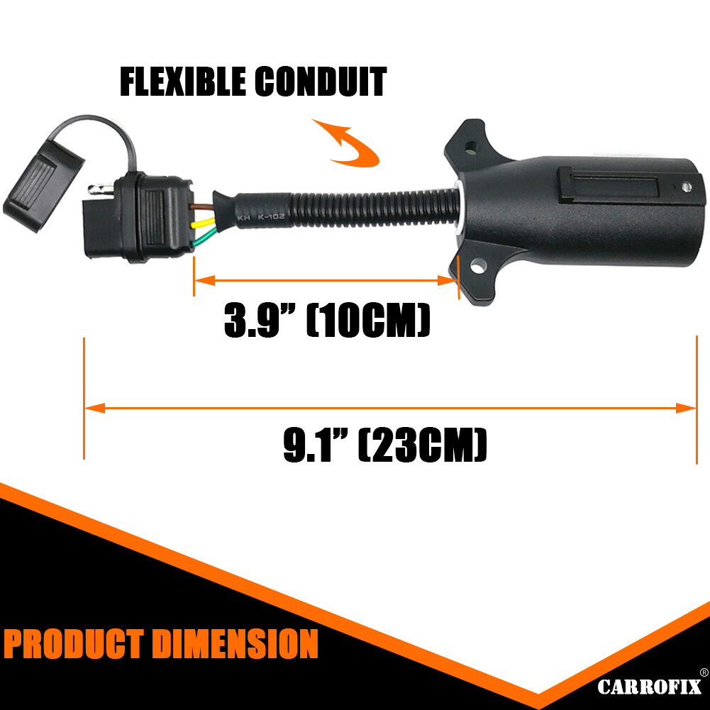Truck RV Blade 7-Way to 4-Way Flat Trailer Wiring Adapter Connector Plug 7/4 Pin