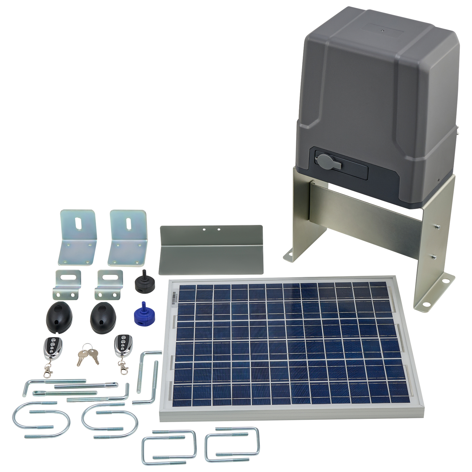 CO-Z Sliding Gate Opener Kit with Solar Panel Remotes for 1800lb 40ft Home Gates