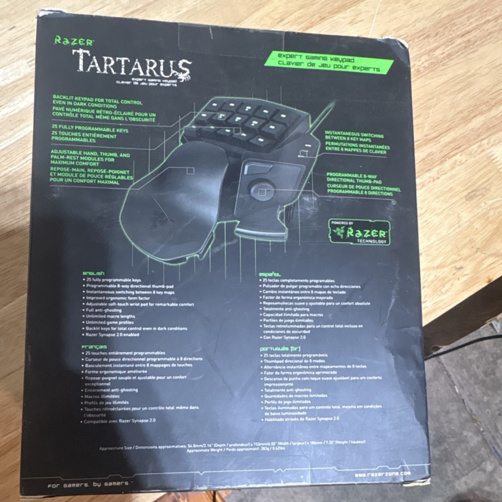 Razer Tartarus Black Gaming Keypad, Backlit, Programmable Keys, Adjustable Hand…