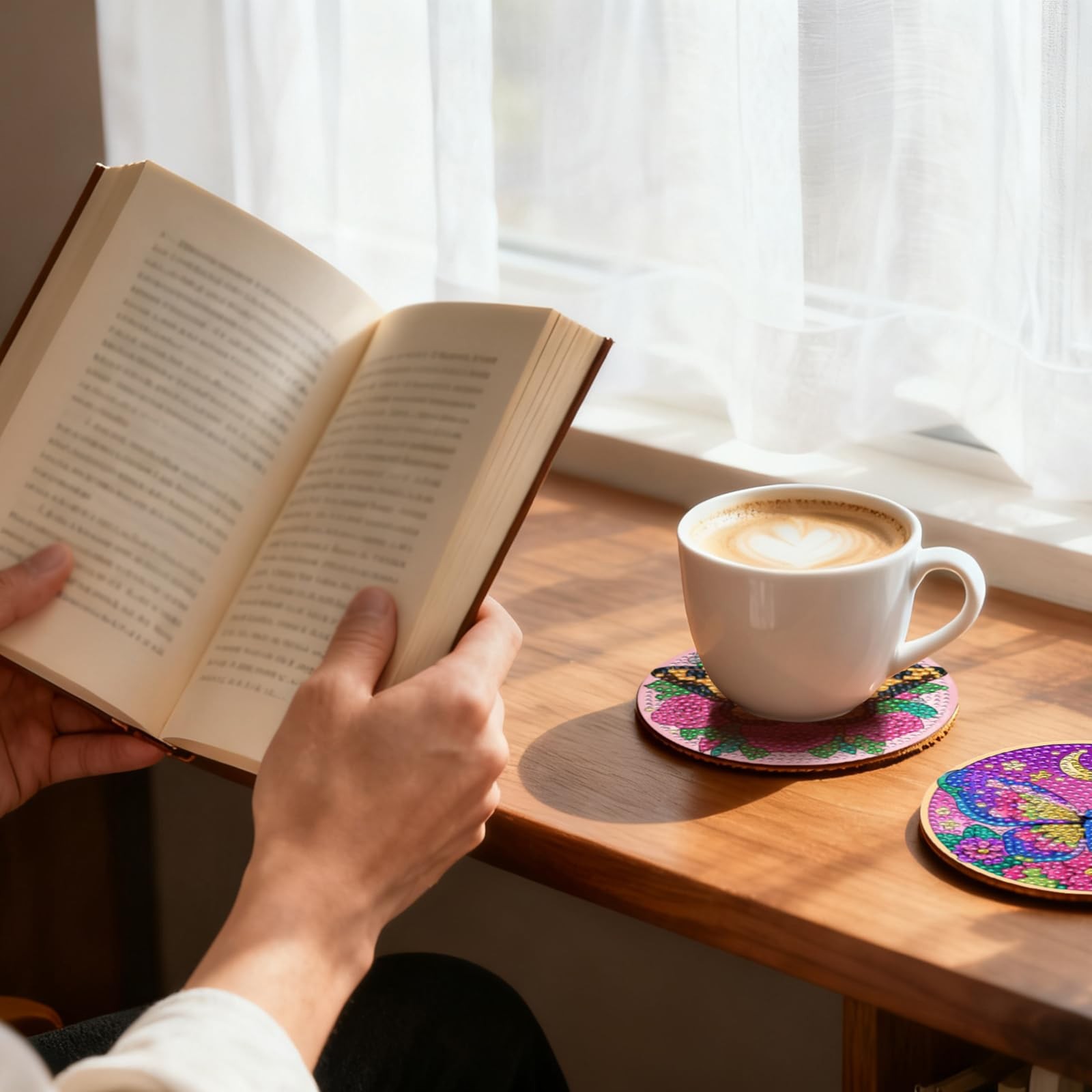 Butterfly Diamond Painting Coasters Kits with Holder, DIY Butterfly Diamond Art