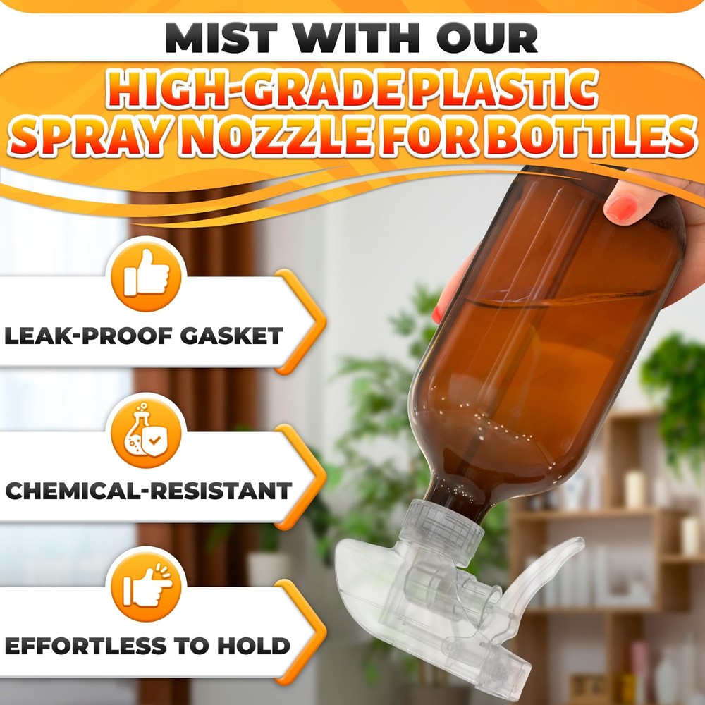 4 Pack Spray Bottle Nozzle Replacement – Adjustable Length Mist 4 Pack, Clear