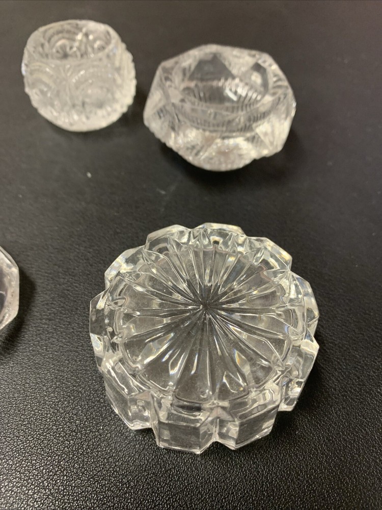 Four Cut Glass Open Salt Cellars Bowls