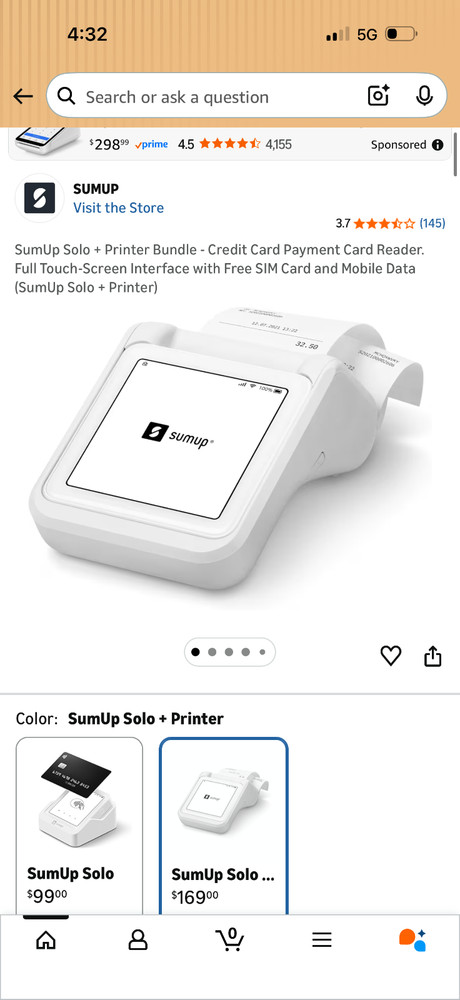 SumUp Solo Printer Bundle - Contactless Credit Card Payment Card Reader