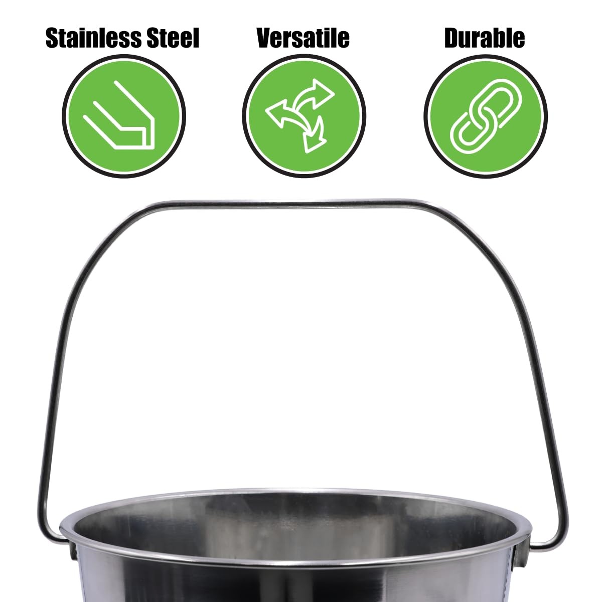 Grip Stainless Steel Bucket (1 Gallon) - Great for Pets, Cleaning, Food Prep ...