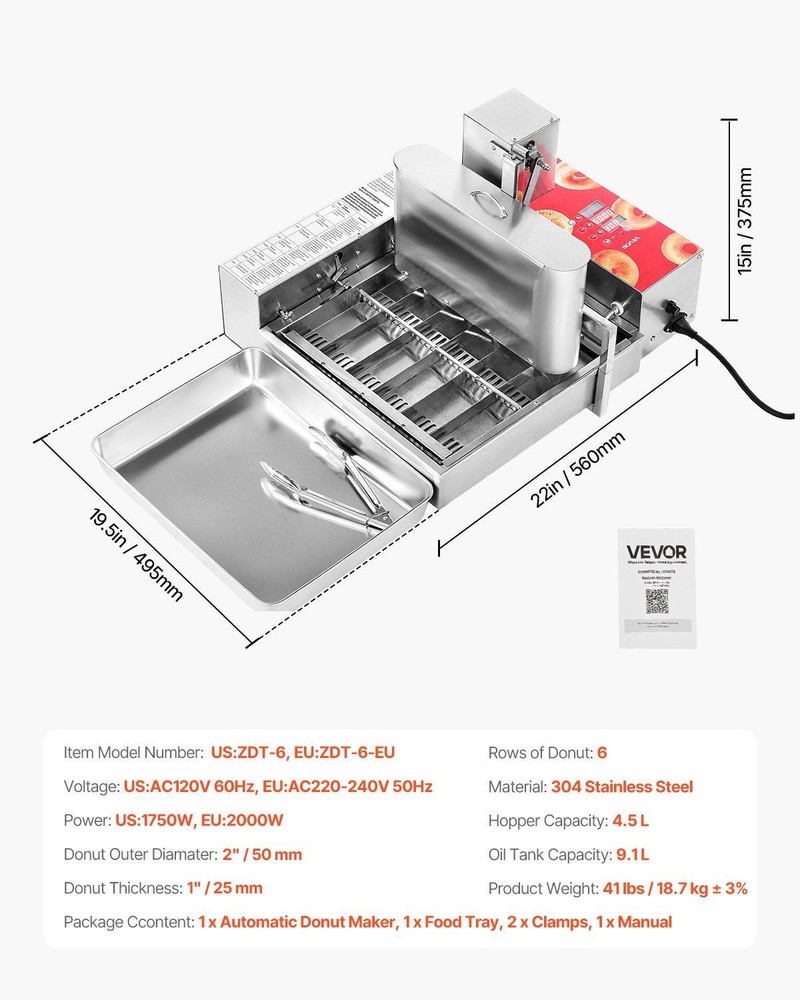 Commercial Automatic 6 Rows Donuts Making Equipment 360 pcs/hour