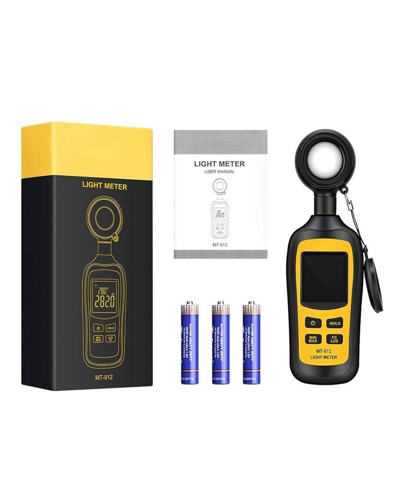 Light Meter Digital Illuminance Meter Handheld Ambient Temperature Measurer LCD
