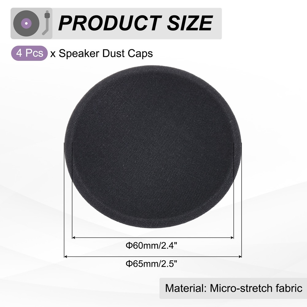4 Pcs Speaker Dust Cap 65mm/2.5" Outer Diameter Oiled Cloth Cap