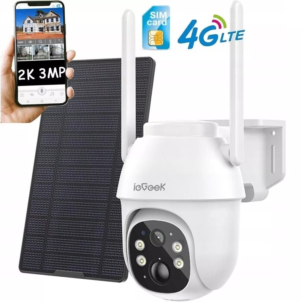 2K HD 4G LTE Outdoor Security Camera, Solar Powered Weatherproof