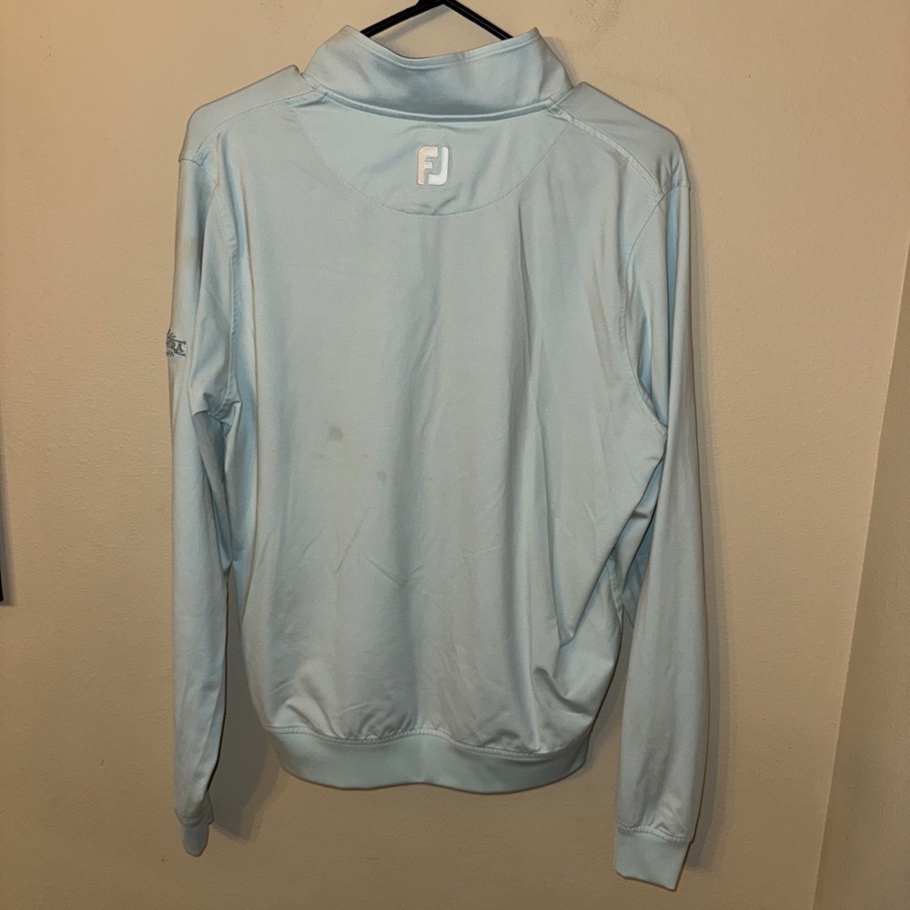 FootJoy Mens Light Blue Quarter Zip Pullover Golf Sweater Small Pradera Logo