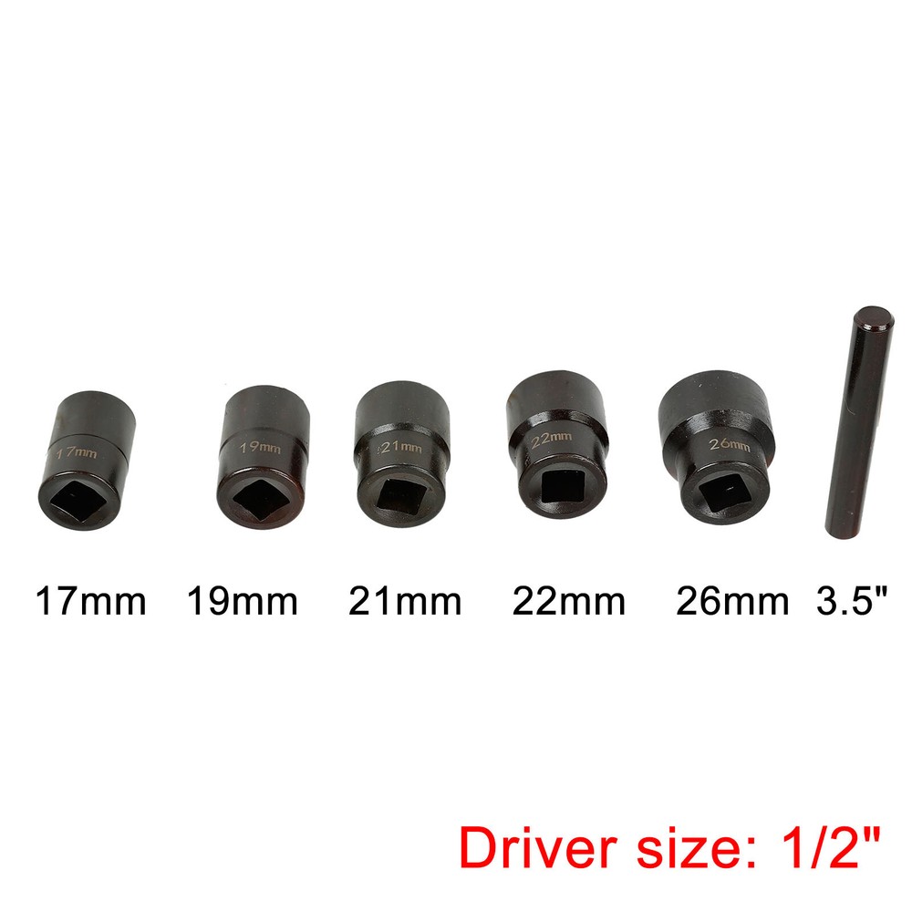 7pc Steel Deep Twist Socket Set 1/2" Drive Lug Nut Remover Extractor Tool Metric