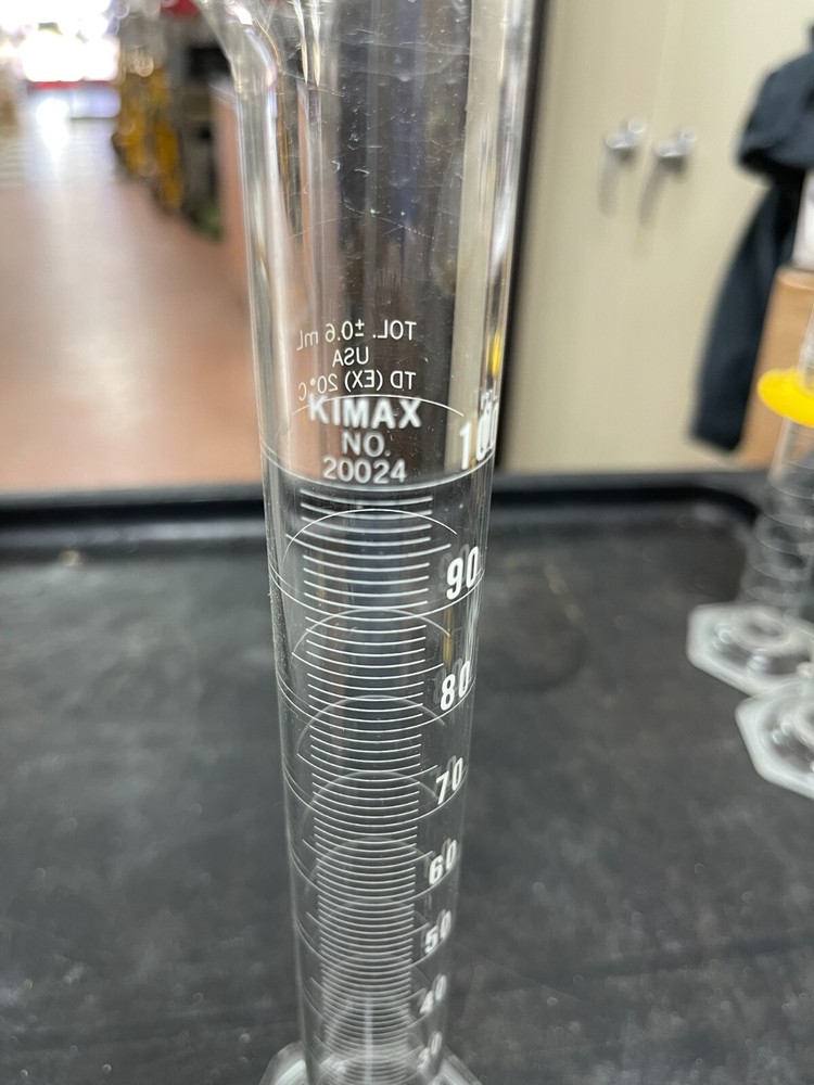 KIMAX 100ml Glass Graduated Cylinders Lab Testing 20024