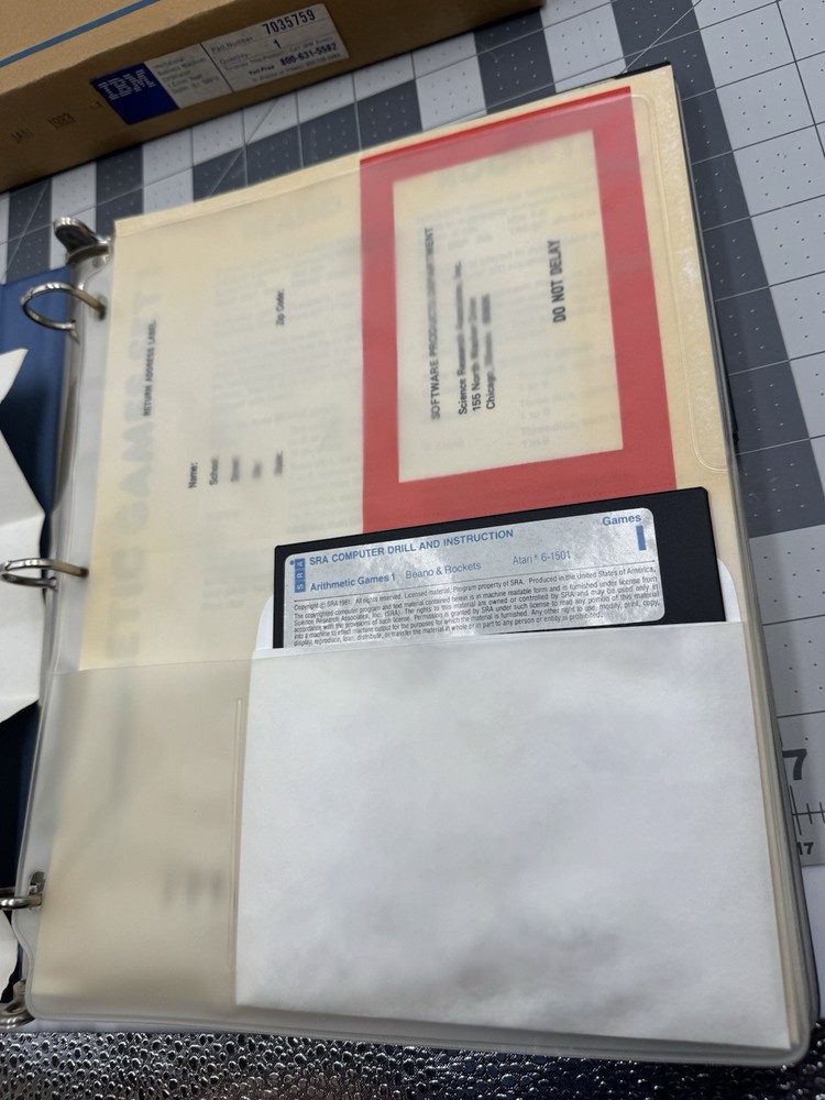 1983 IBM SRA Arithmetic Computer games Drills Binder Floppys