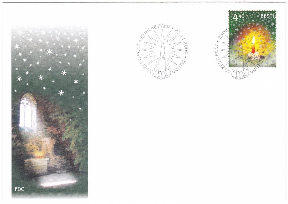Estonia FDC 2004, Christmas - Candle, mint