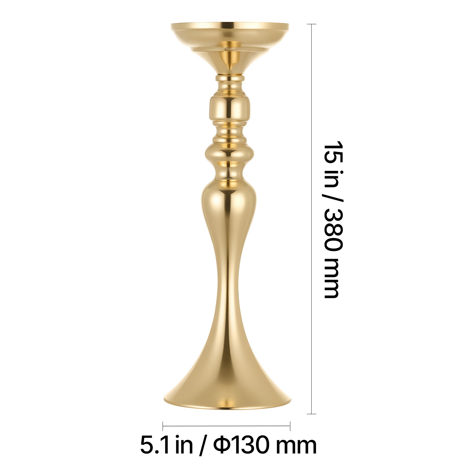 Uimoso 16 PCS Wedding Flower Vase 15in Tall Crystal Table Centerpieces Gold