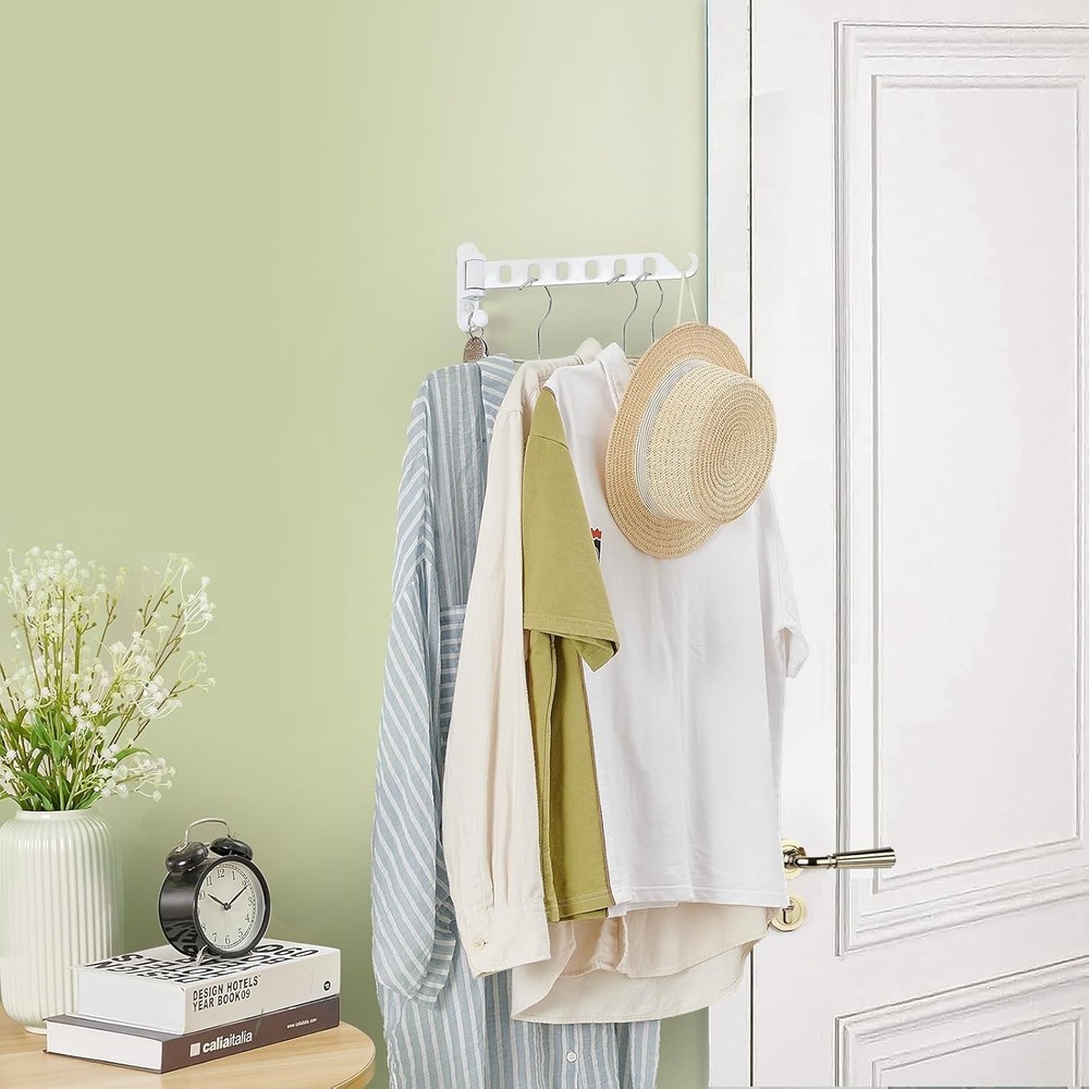Laundry Drying Rack Wall Mounted Clothes Drying Rack Clothes Hanger White One Pc