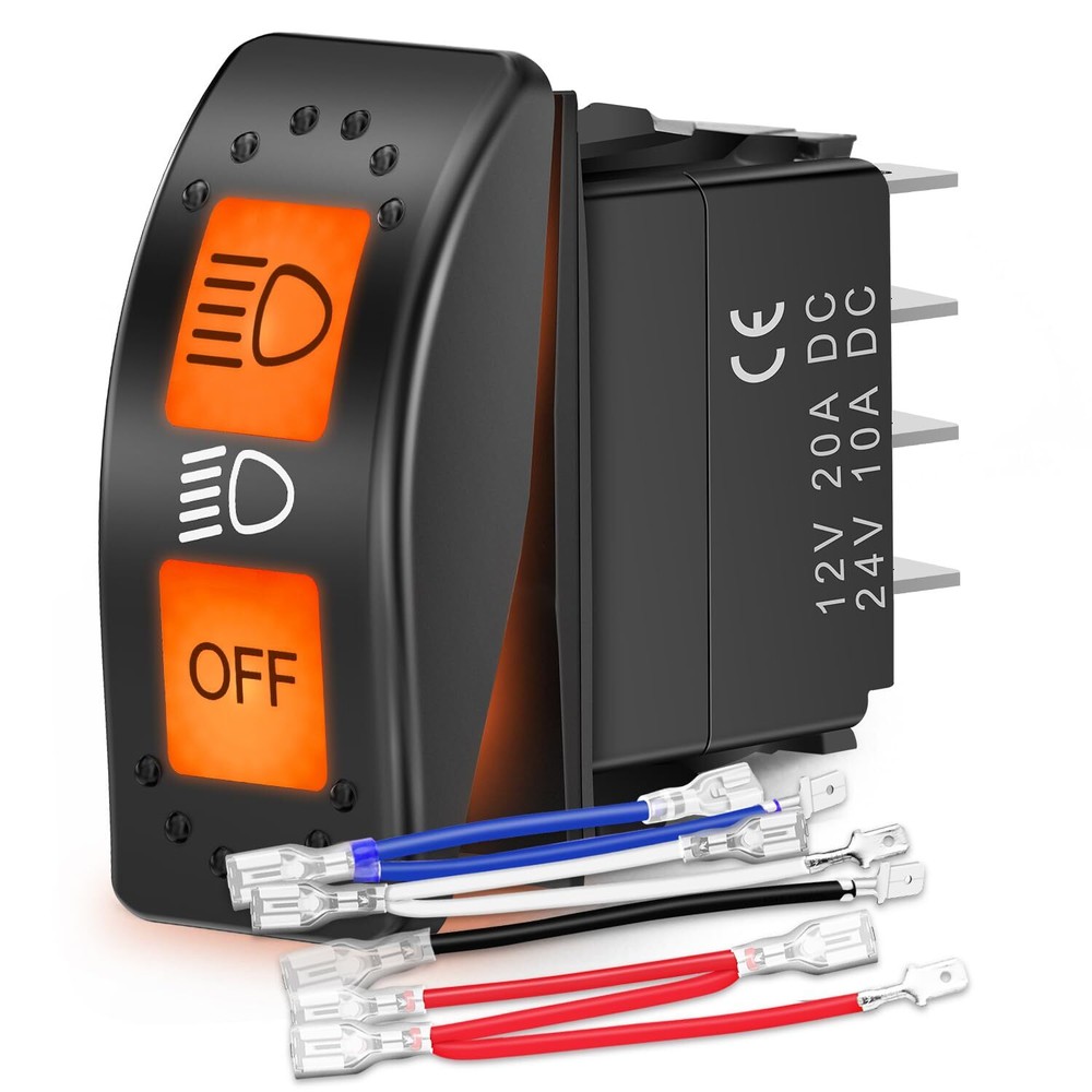 Nilight UTV Headlight Rocker Switch On Off 8 PIN Toggle Switches