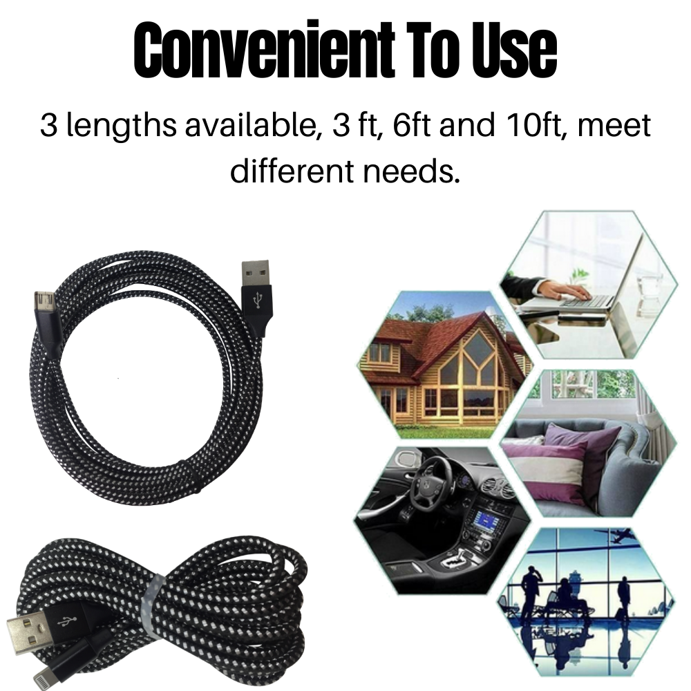 3/6/10Ft Micro USB3.0 Cable Fast Charge Data Sync For Samsung Android LG Charger