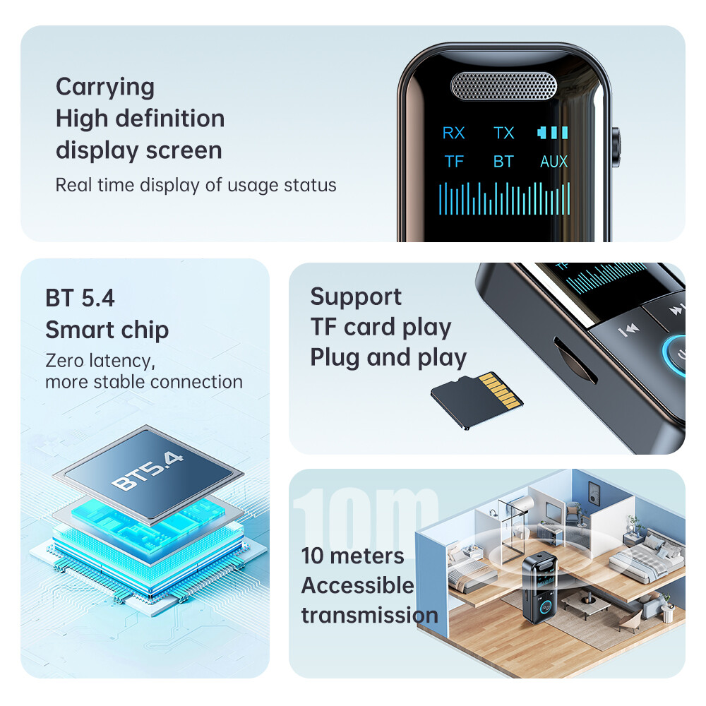 2025 Bluetooth Receiver Transmitter Wireless Audio Adapter MP3 Player 3.5mm Aux