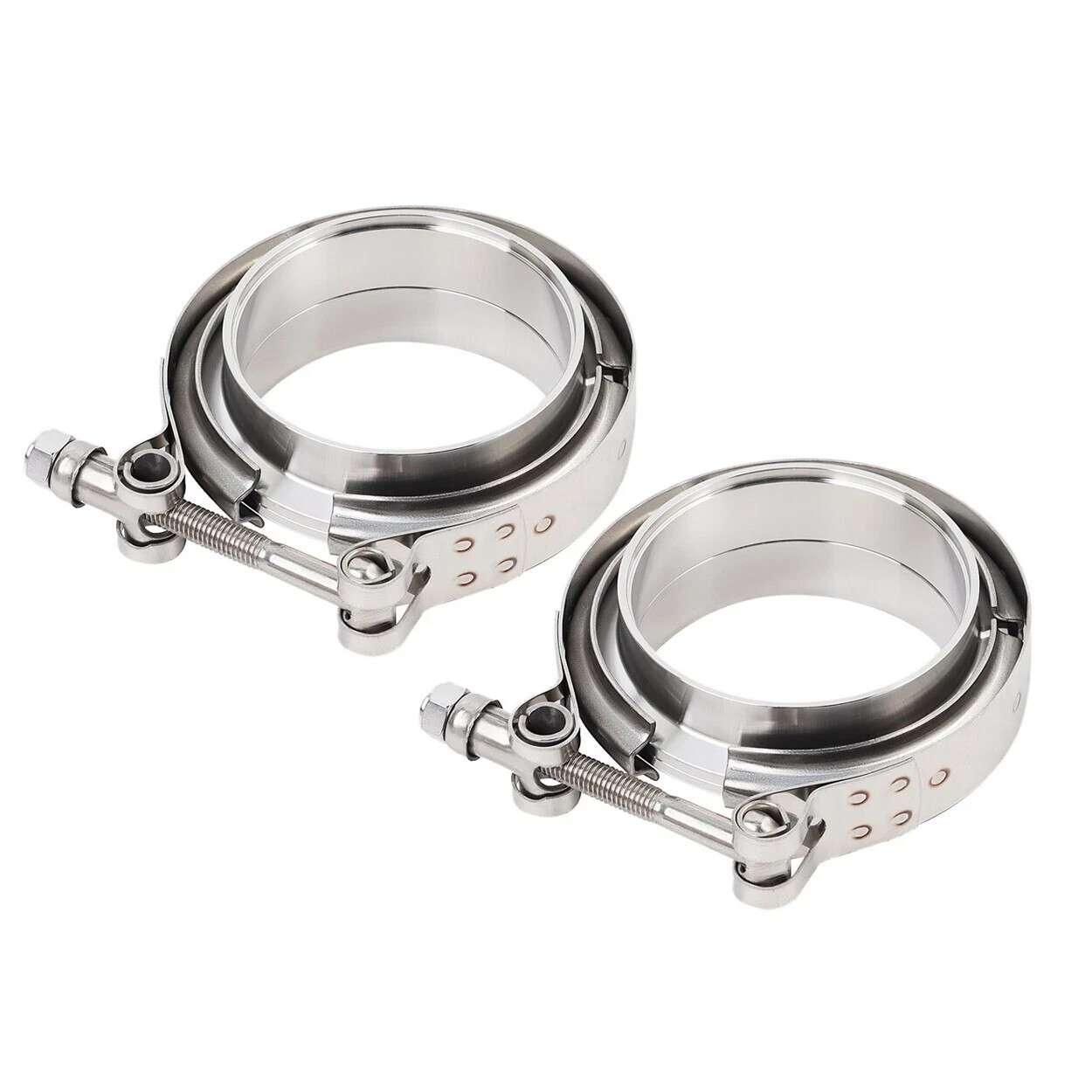 LokoCar 3 Inch V Band Clamp With Flange Male Female Stainless Steel Silver 4Pcs