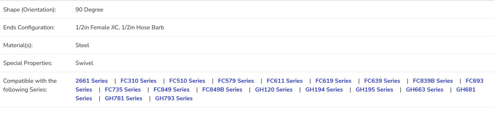 Danfoss Eaton Aeroquip 1AA8FJB8 Swivel Fitting Elbow 1/2" Hydraulic Hose OEM NEW