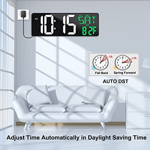 17 Inch Large Digital Wall Clock with Remote Control, Basic Version (Green)