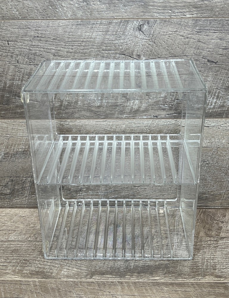 Vintage 1993 Stackable Clear Plastic CD Organizer 30 Disk Case Holder Rack Tray