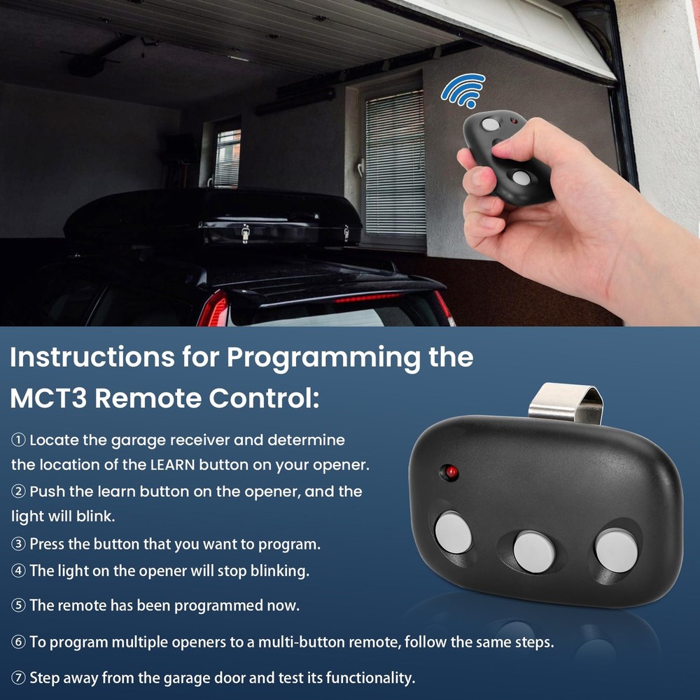 3Pcs Garage Door Remote for Linear Megacode MCT-3 DNT00089 (3 Button)