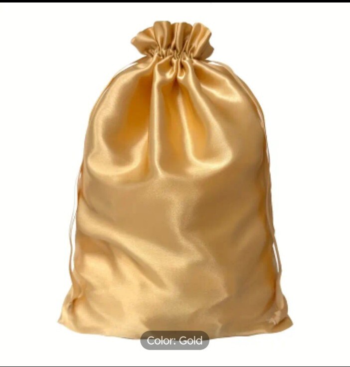 5 Pcs Silk Satin Wig Storage Bag With Drawstring Packaging for Bundle...