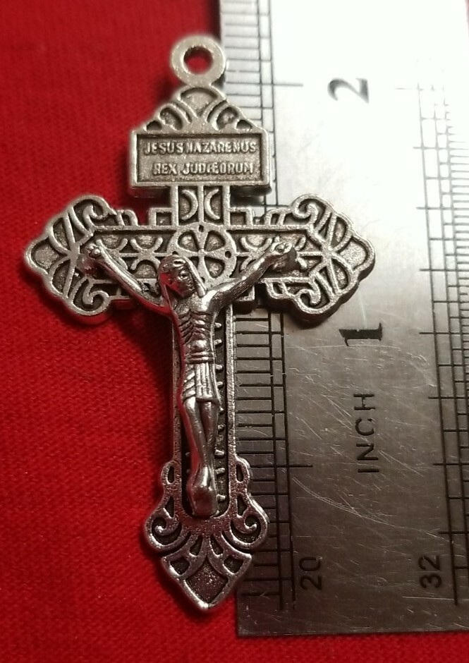 CHRISTIAN CATHOLIC 20 PCS CROSS & ROSARY Center silver PLATED ITALY