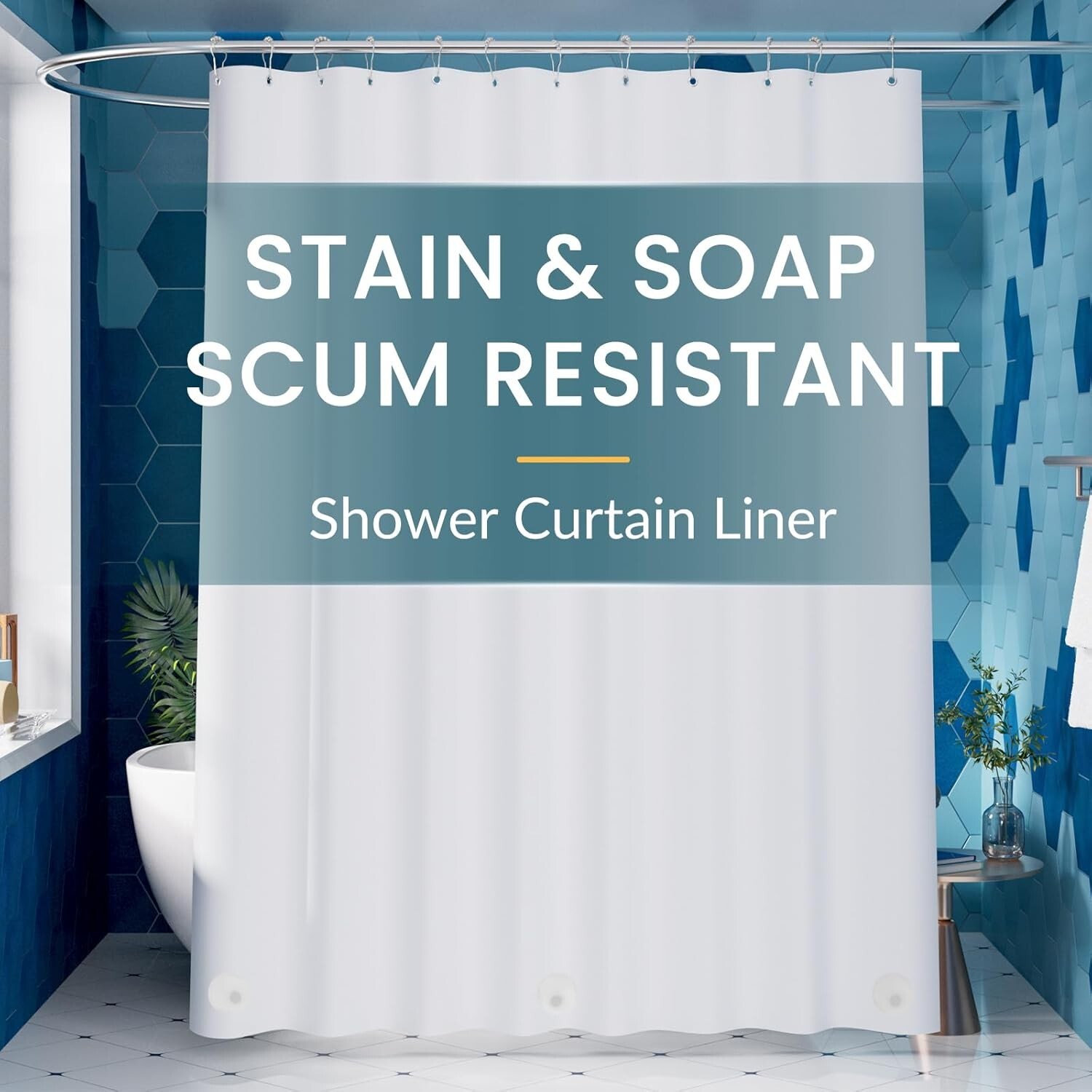 White Shower Curtain Liner 72 x 78 Long Plastic Liner PEVA Bathroom Waterproof