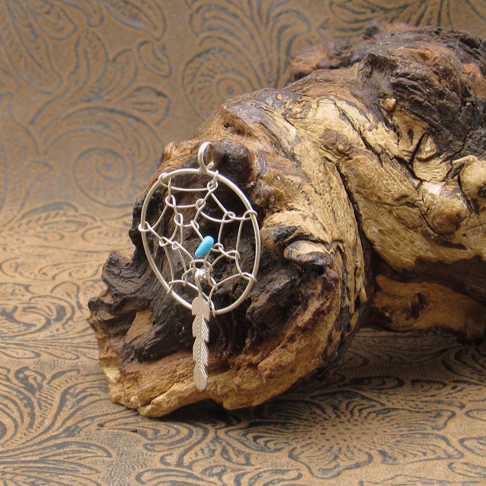 Sterling Silver Turquoise Dreamcatcher Pendant