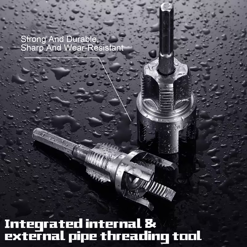 Integrated Internal & External Pipe Threading Tool For 1/2'' / 3/4'' Water Pipes
