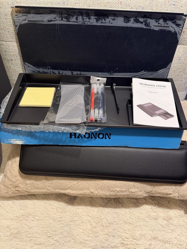 Computer Keyboard Stand with Wrist Rest & Storage Tray - Acrylic Keyboard Ris...