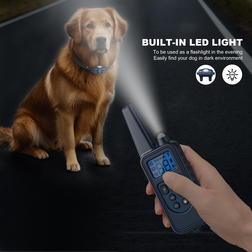 Dog Training Collar, Rechargeable e-Collars for Dogs Training with Beep, Vibr...