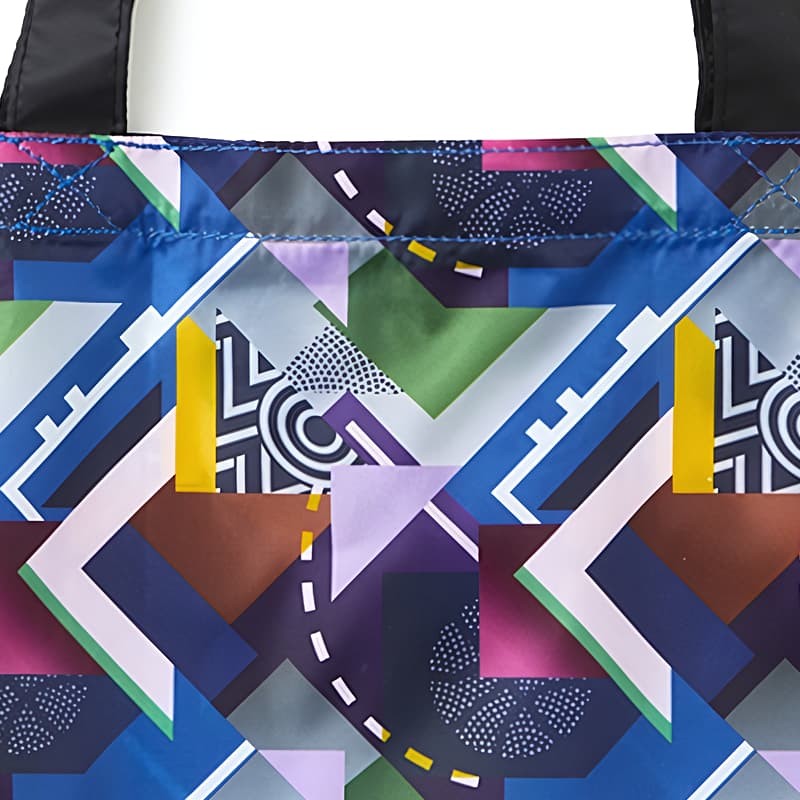 Packable Tote Bag Geometric Basket Court Pattern A4 Foldable - SPALDING