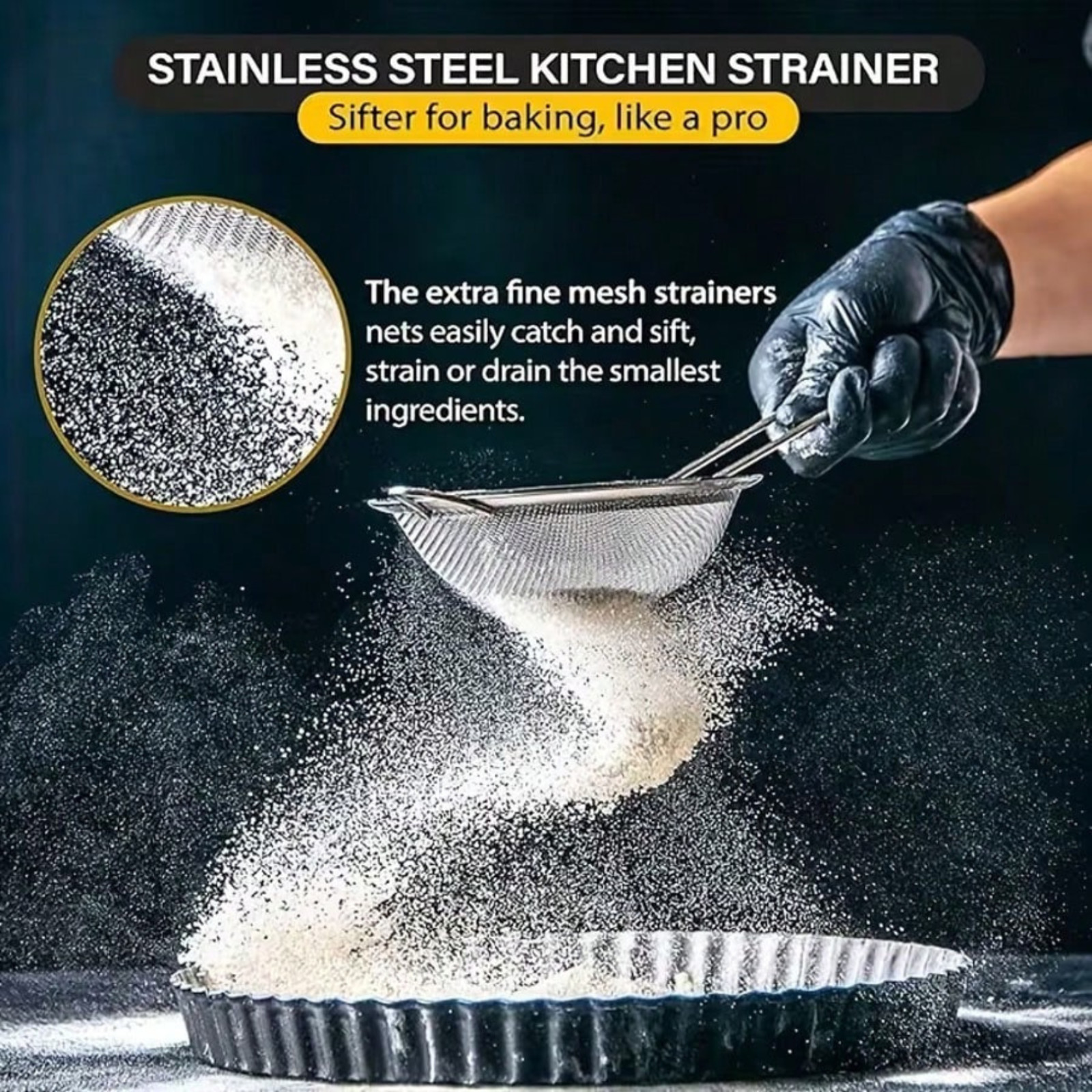 1pc Mini Stainless Steel Strainers Fine Mesh Shifter With Handles Filtering tool