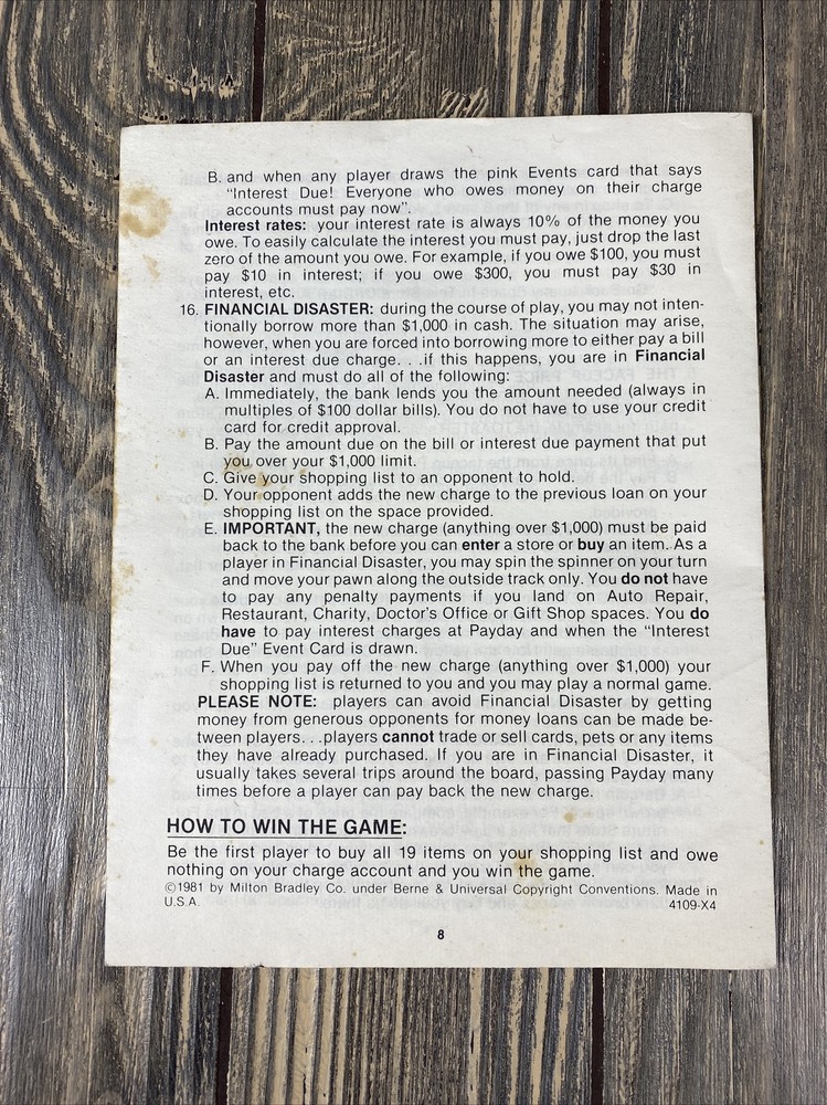 Vintage 1981 Bargain Hunter Replacement Piece Part Instructions