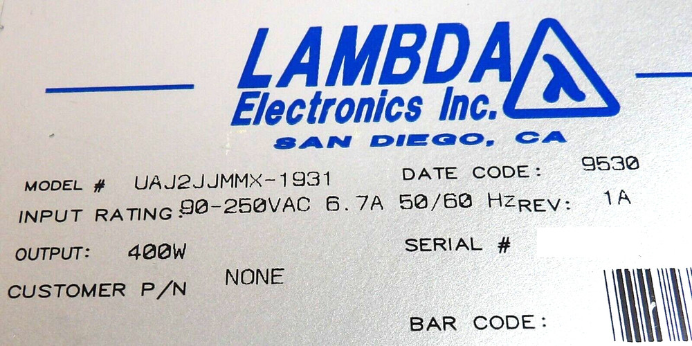 Lambda Electronics UAJ2JJMMX-1931 Power Supply Module UltraFlex Series Working