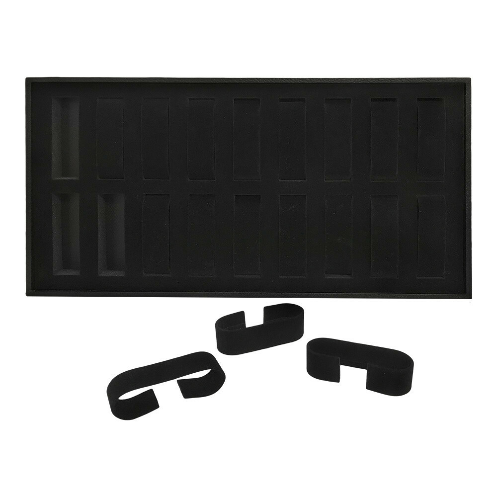 1.20 Lbs 14-3/4'' Black Velvet 18 Slot Women's Watch Tray Display Case Jewelry