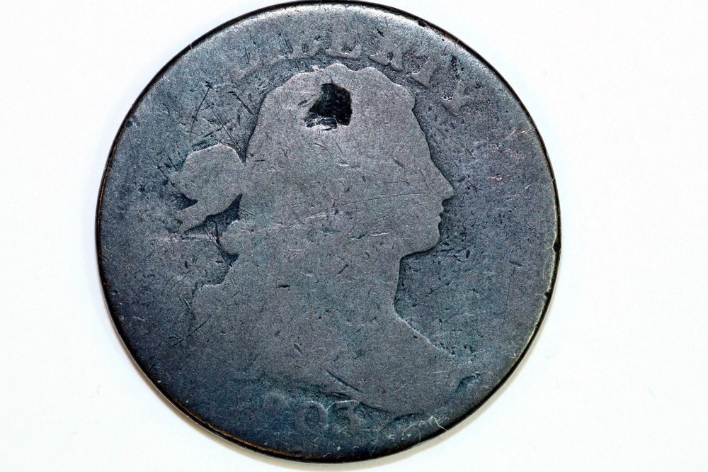 Net Good 1803 Large Date Damaged Obverse Draped Bust Large Cent (LRG216)