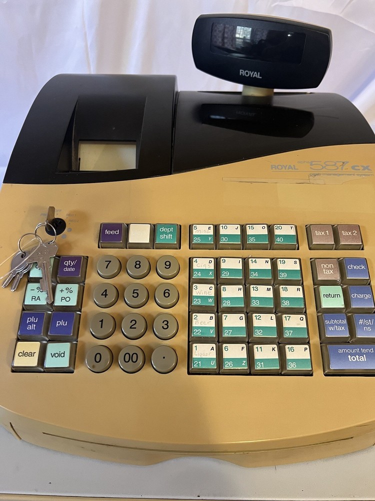 Royal Alpha 587cx Cash Register Management System with Keys - Tested