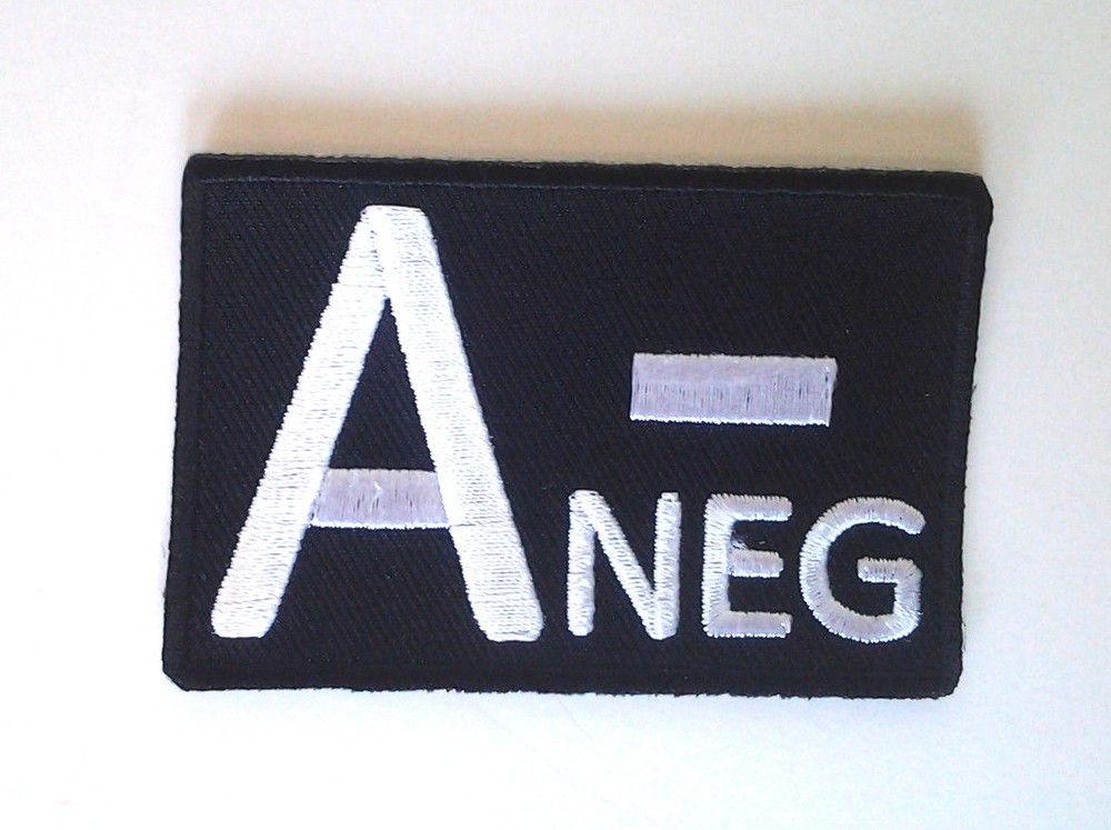 A - NEGATIVE BLOOD ID (3") Biker Patch P4324 E