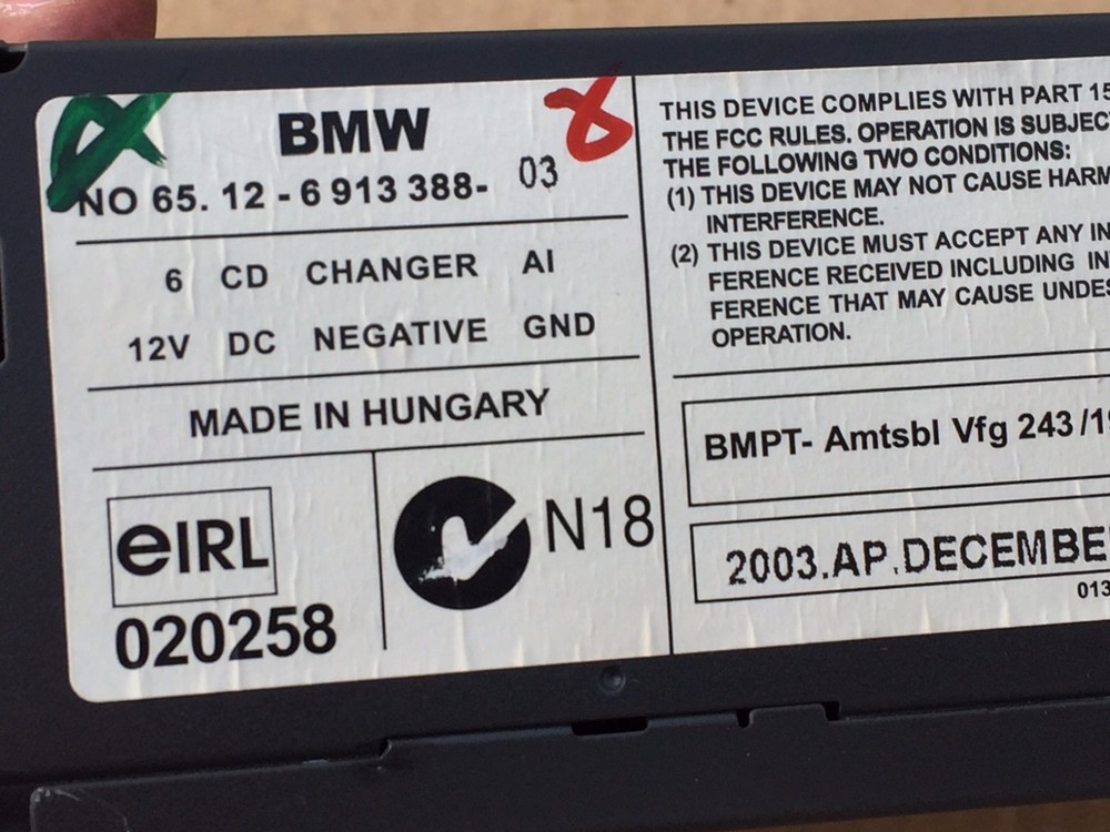 BMW E46 E39 E53 3 5 X5'ies 6 DISC MAGAZINE CD CHANGER