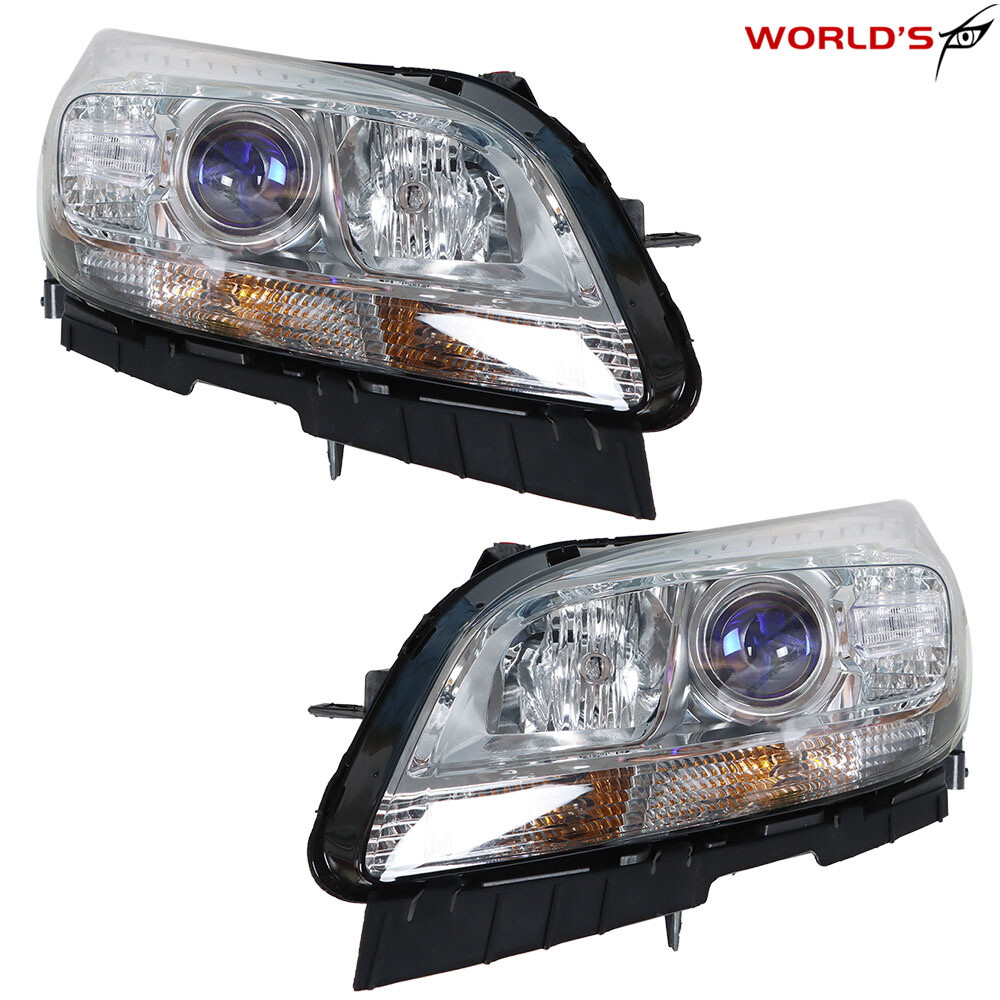 Headlights For 2013-2015 Chevy Malibu Halogen Projector Chrome Left+Right Side