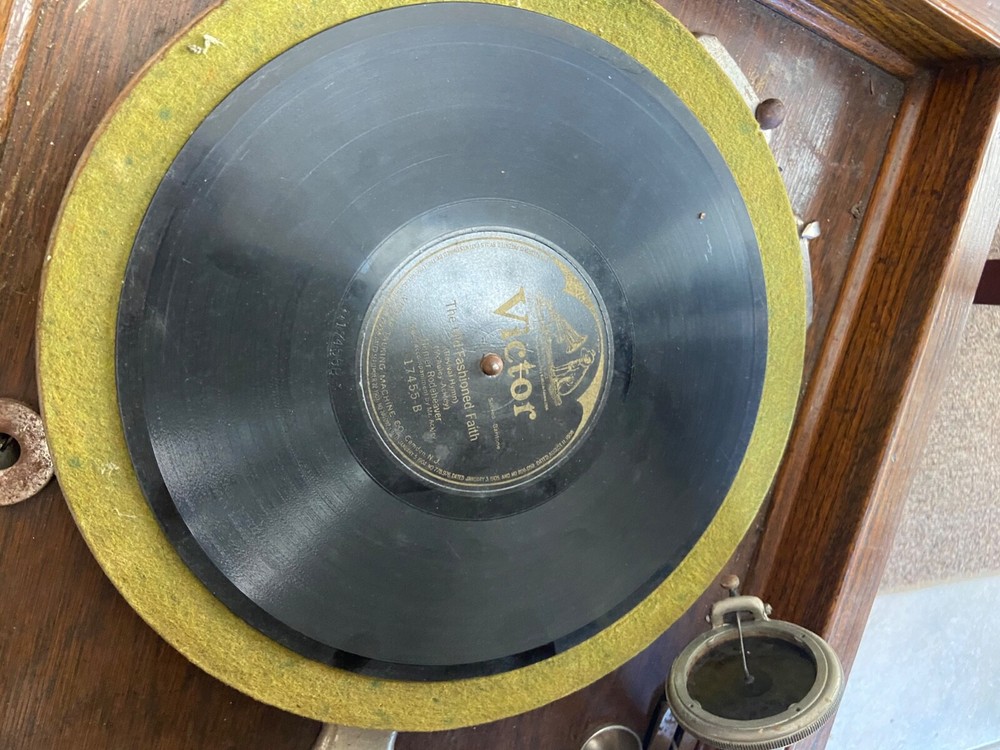 antique phonograph record player