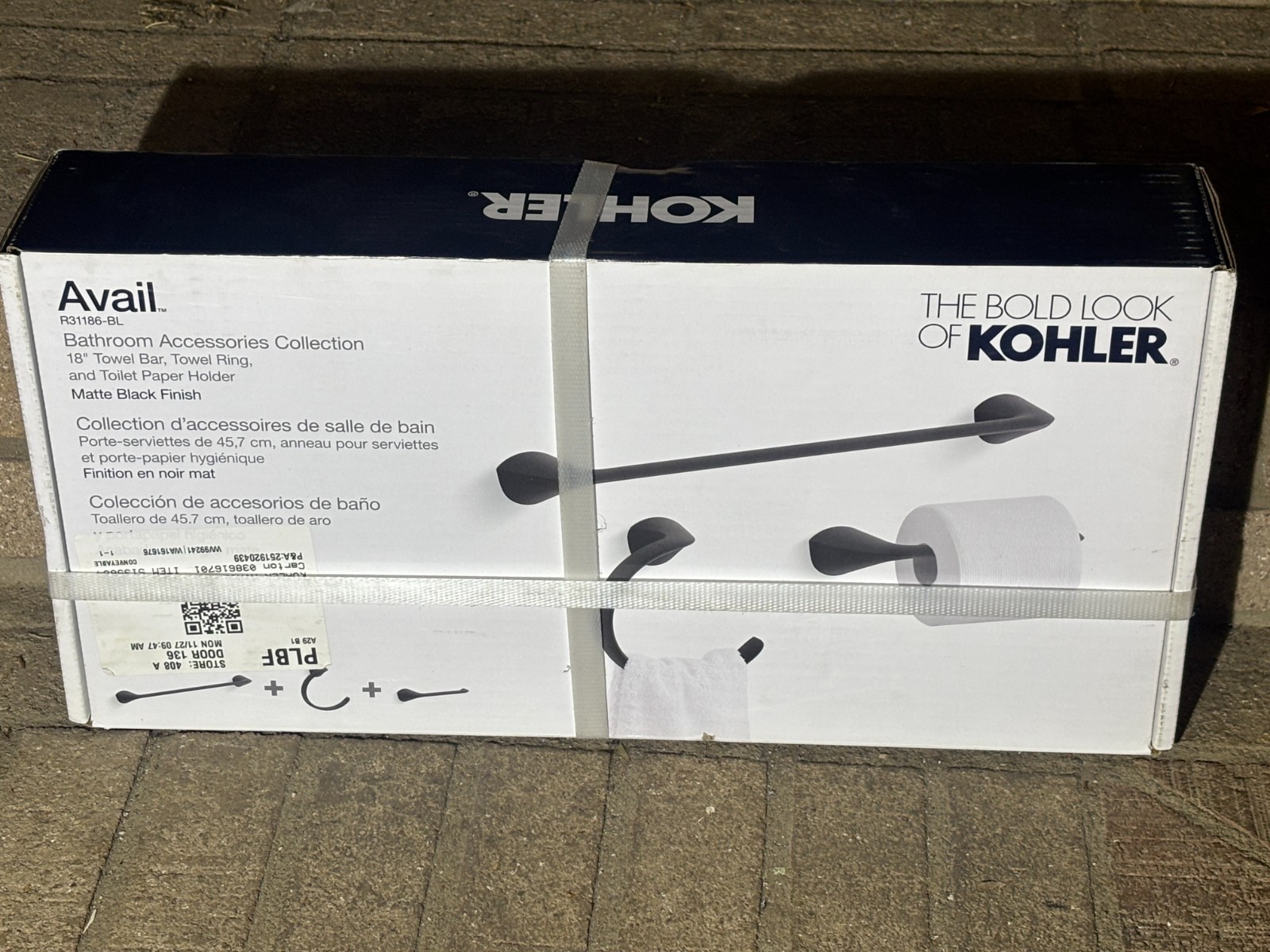 KOHLER 3-Piece Avail Matte Black Decorative Bathroom Hardware Set