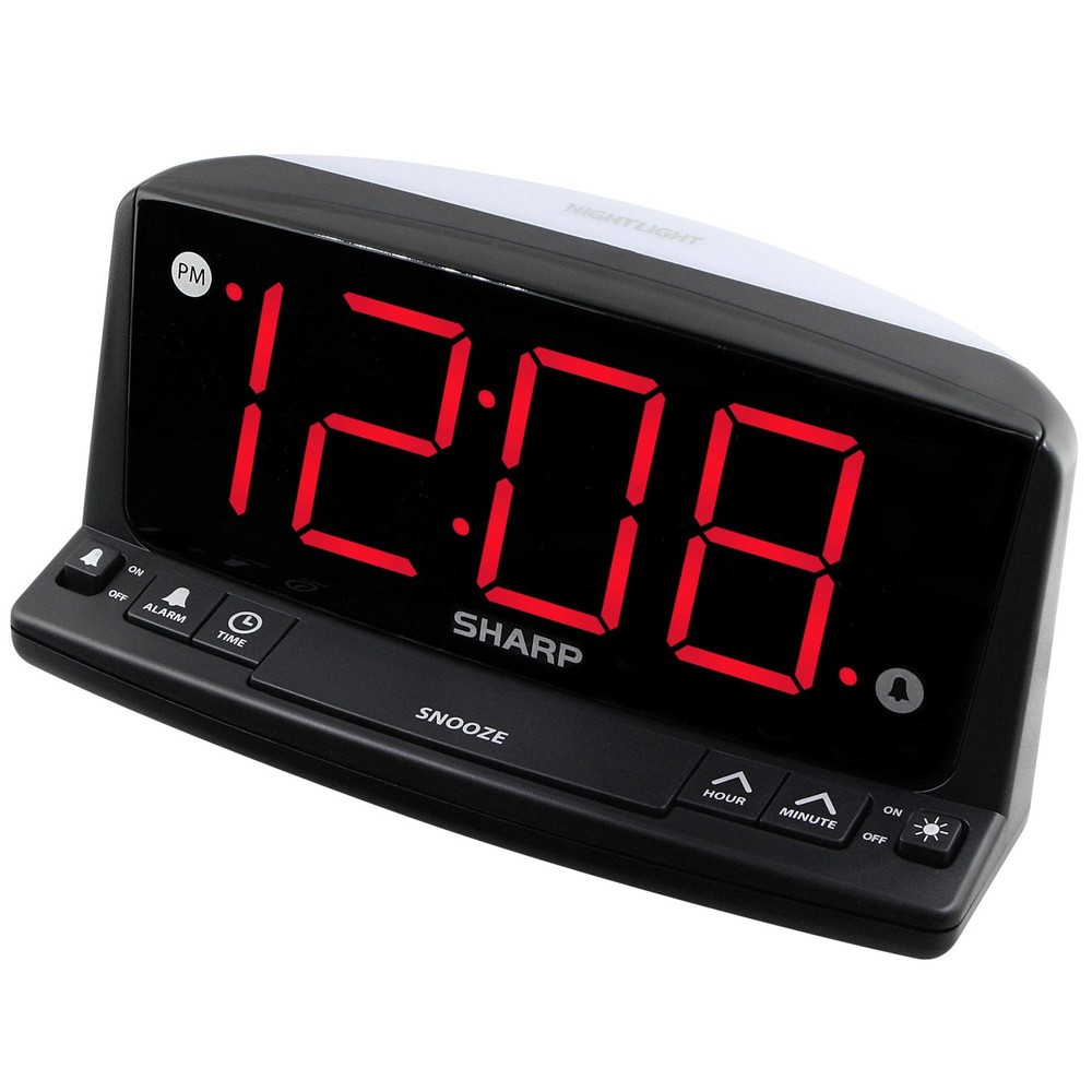 SHARP LED Digital Alarm Clock – Simple Operation - Easy to See Large Numbers, Bu